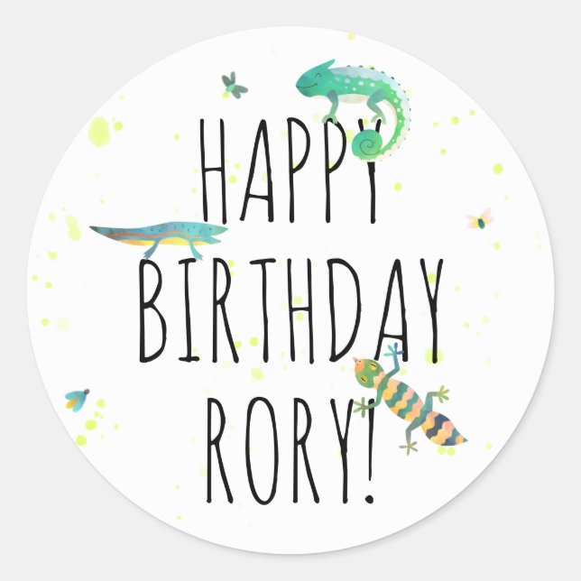 Personalized Reptile Birthday Party Stickers (Front)