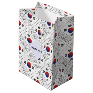 Personalized Republic Korea South Flag Tiled Medium Gift Bag