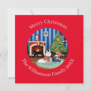 Personalized Rescue Cat Christmas Holiday Card