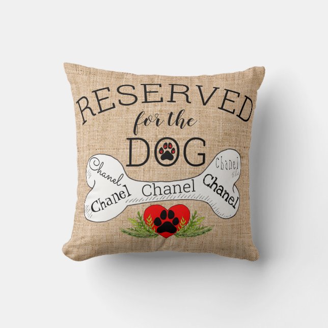 Personalized Reserved for the Dog Throw Pillow (Front)