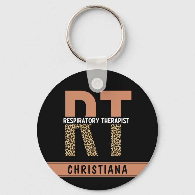 Personalized Respiratory Therapist RT Gift Keychain (Front)