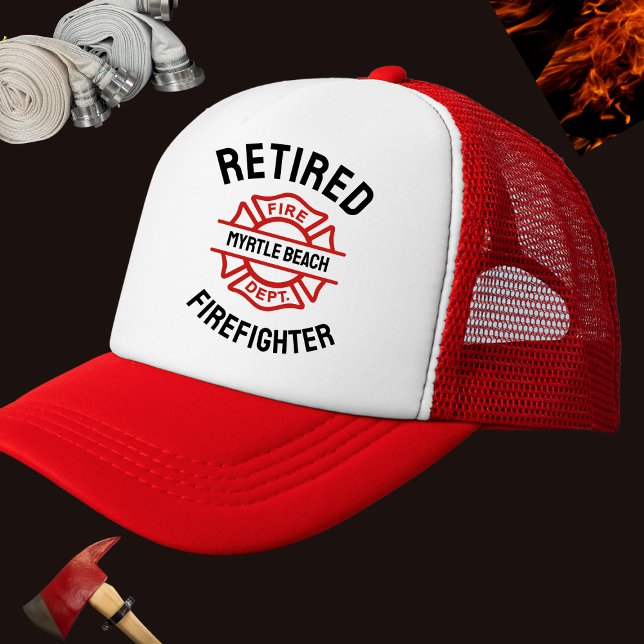 Personalized Retired Fire Fighter   Trucker Hat (Creator Uploaded)