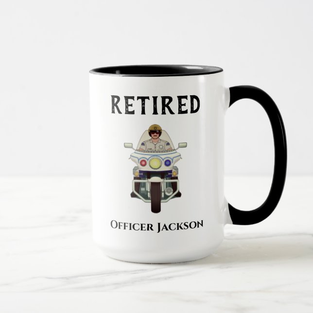 Personalized Retired Motorcycle Police Officer Mug (Right)