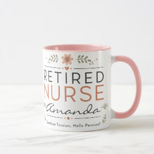 Personalized Retired Nurse Floral Coffee Mug