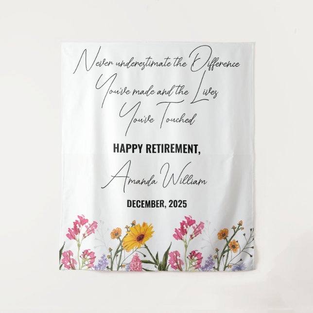 Personalized Retirement Blanket flower Custom Gift Tapestry (Front)