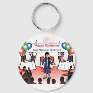 Personalized Retirement - Female Cartoon Keychain