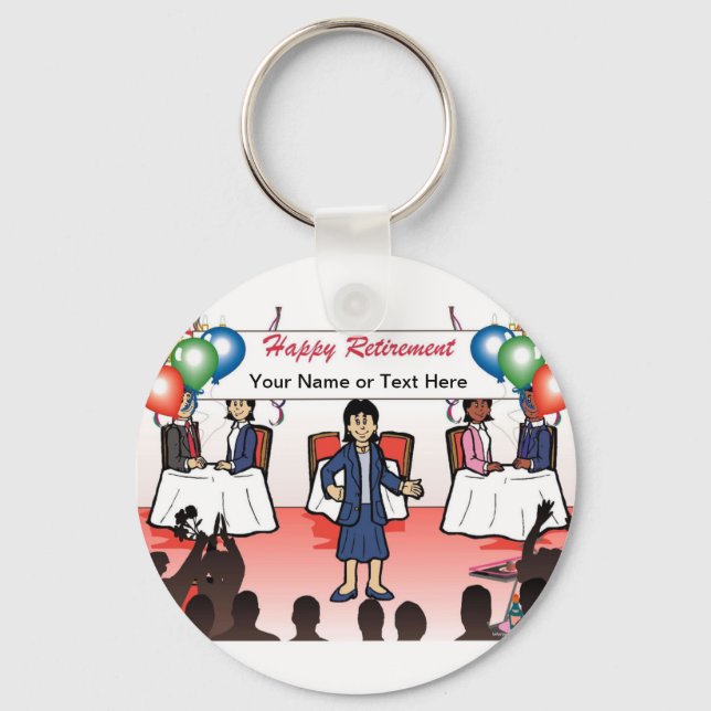 Personalized Retirement - Female Cartoon  Keychain (Front)