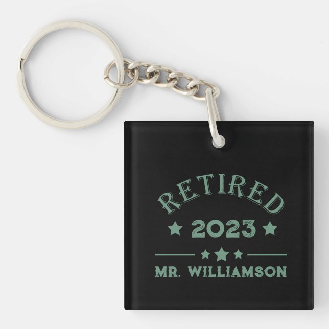 Personalized retirement gift idea keychain (Front)