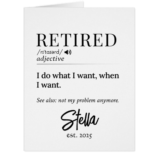 Personalized Retirement Gift – Retired Definition (Front)