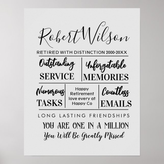 Personalized Retirement grey Poster Print (Front)