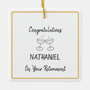 Personalized Retirement Keepsake Hanging Square Ceramic Ornament