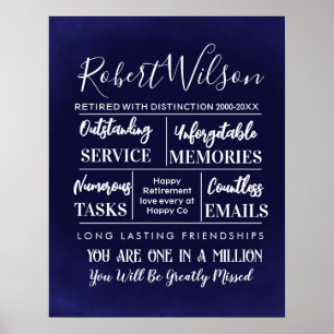 Personalized Retirement navy Poster Print
