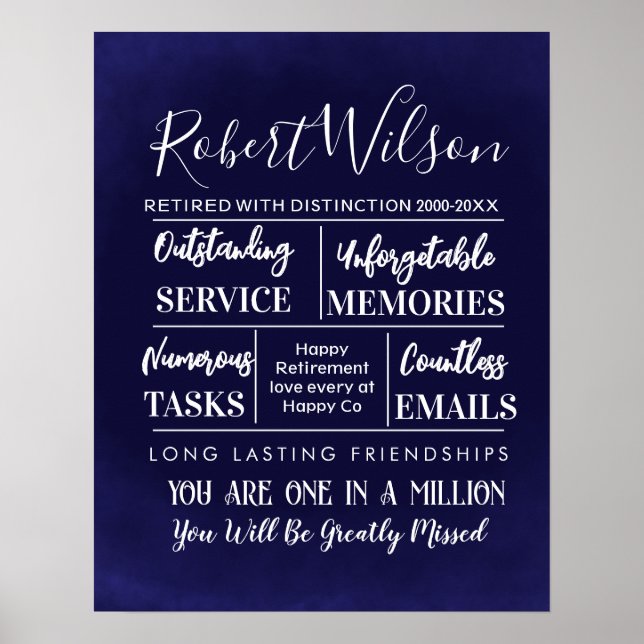 Personalized Retirement navy Poster Print (Front)