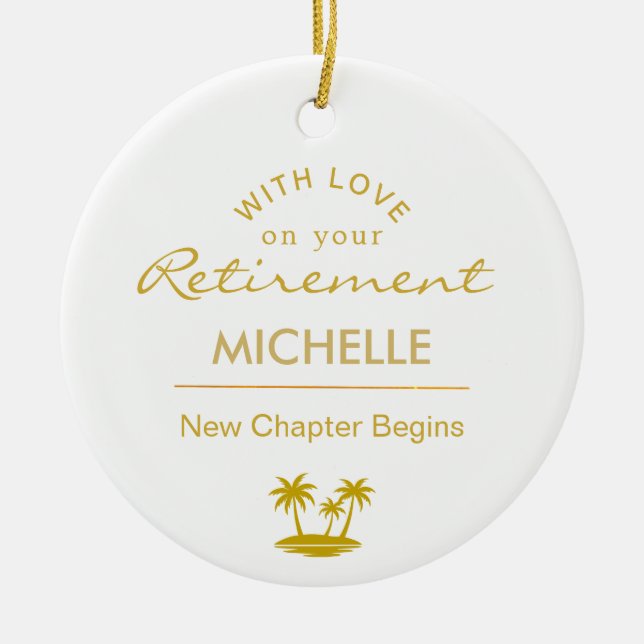 Personalized Retirement New Chapter Begins Ceramic Ornament (Front)