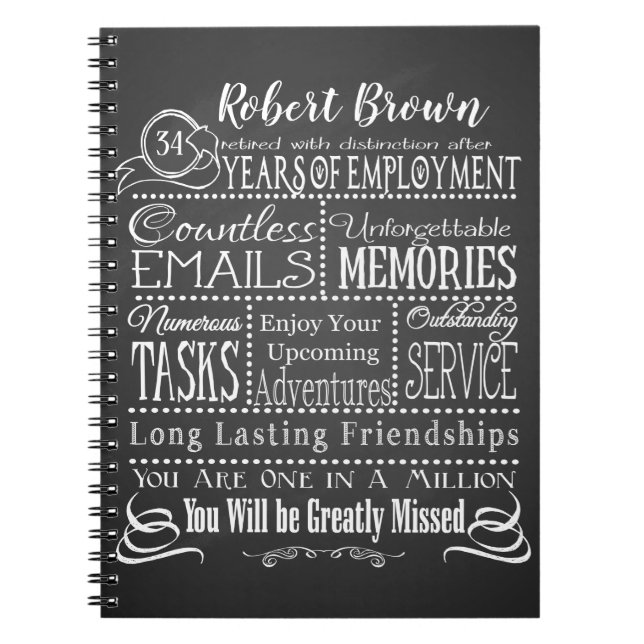 Personalized Retirement Notebook add name (Front)