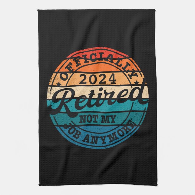 Personalized retirement officially retired vintage kitchen towel (Vertical)