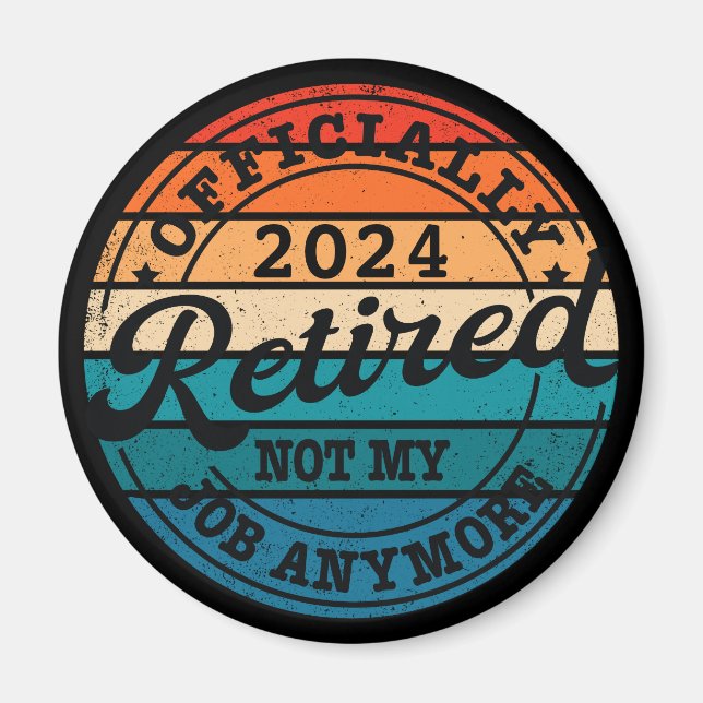 Personalized retirement officially retired vintage magnet (Front)