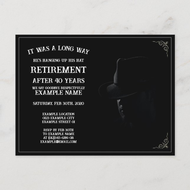 Personalized Retirement Party Invitation Dark Them (Front)