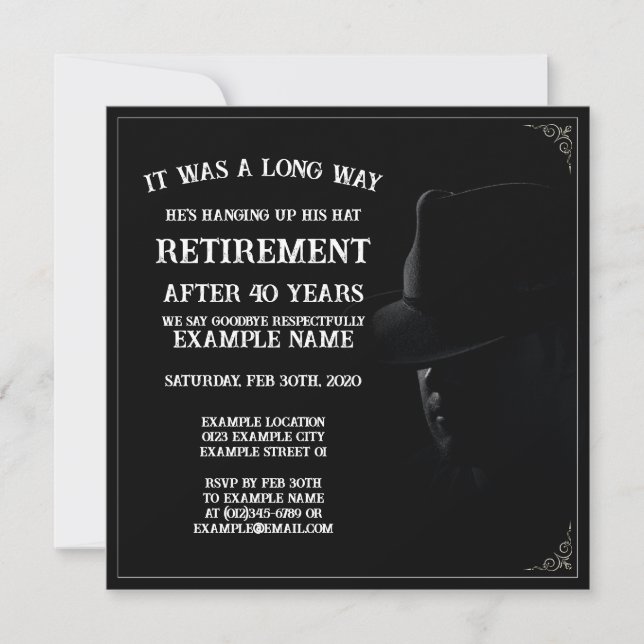 Personalized Retirement Party Invitation Dark Them (Front)