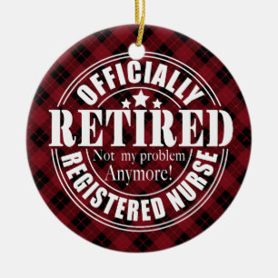 Personalized Retirement Plaid Christmas Ceramic Ornament
