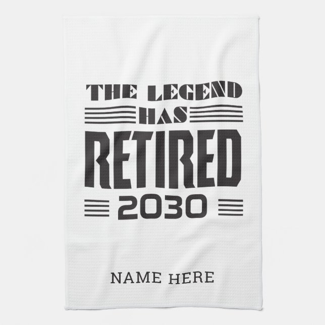 Personalized Retirement The Legend Has Retired Kitchen Towel (Vertical)