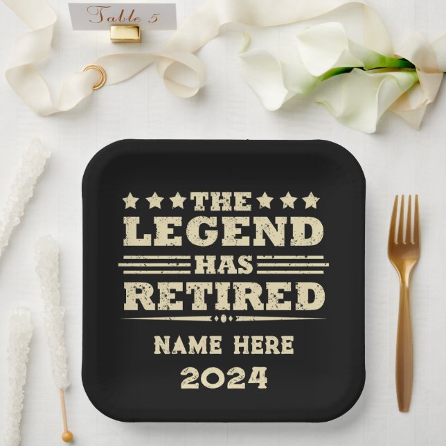 Personalized retirement The Legend has retired Paper Plate (Wedding)