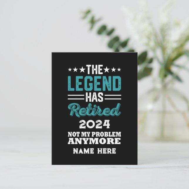 Personalized retirement The Legend has retired Postcard (Standing Front)