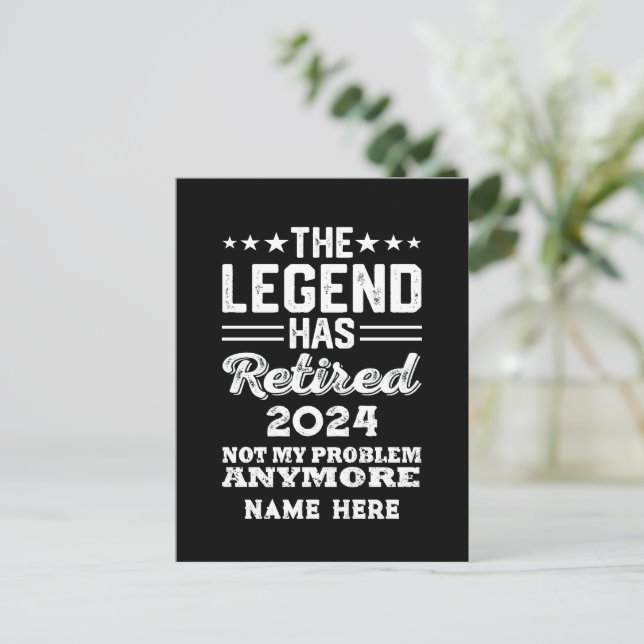 Personalized retirement The Legend has retired Postcard (Standing Front)