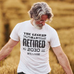 Personalized Retirement The Legend Has Retired T-Shirt<br><div class="desc">This cute parting gift is bound to make someone's day at their retirement party. Add the year of retirement and a name by clicking on  "Personalize" button above. 

Makes a great leaving gift for your best coworker or boss</div>