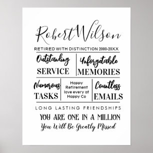 Personalized Retirement white Poster Print
