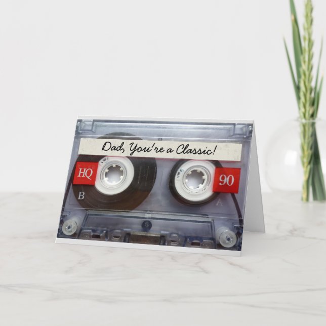 Personalized Retro 1980s Cassette Tape Fathers Day Card (Front)