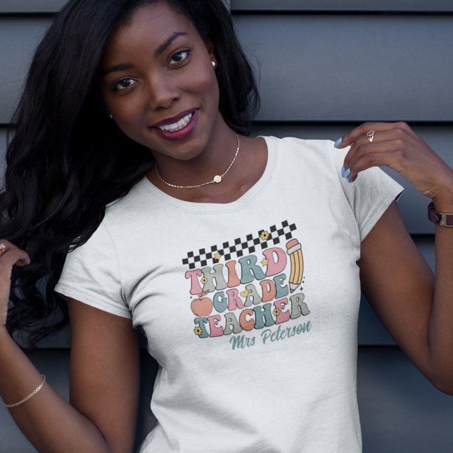 Personalized Retro 3rd Grade Teacher T-Shirt (Creator Uploaded)