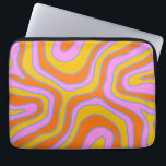 Personalized Retro 70's Abstract Wavy Lines Laptop Sleeve<br><div class="desc">Personalized boho retro 70's style abstract wavy lines laptop sleeve in pink,  orange and yellow gold.</div>