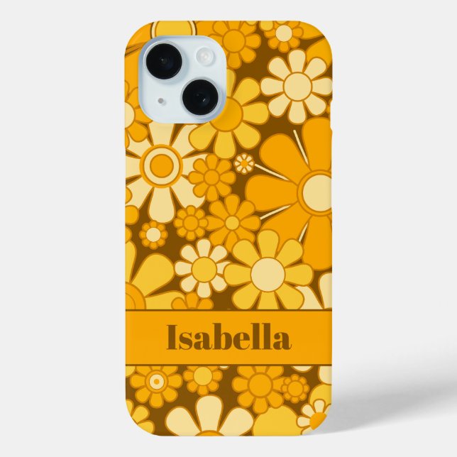 Personalized Retro 70s Floral Pattern Case-Mate iPhone Case (Back)