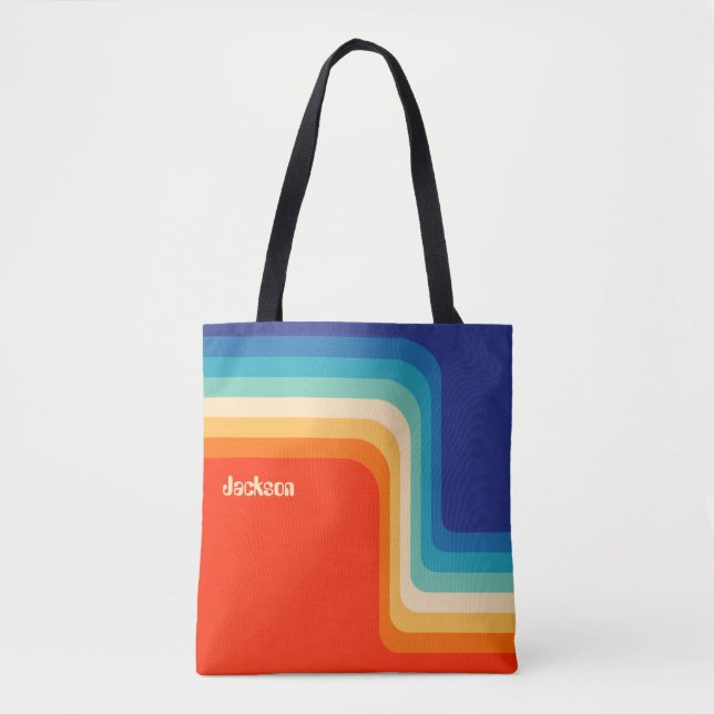 Personalized Retro 70s Ombre Tote Bag (Front)