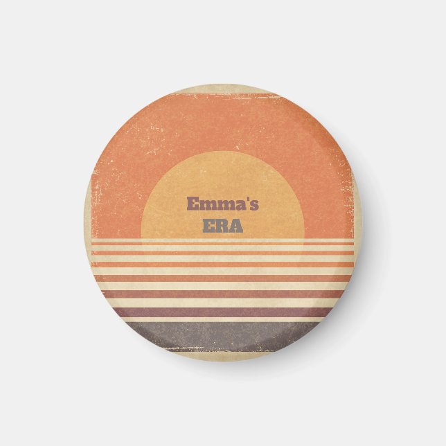 Personalized Retro 70s Sunset Vintage Stripes Magn Magnet (Front)