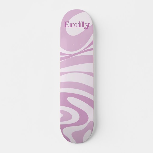 Personalized Retro Abstract Swirl Pattern Lilac  Skateboard (Front)