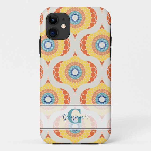 Personalized Retro Aegean Summer Radiant Mandala Case-Mate iPhone Case (Back)
