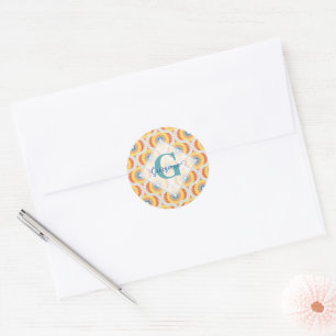 Personalized Retro Aegean Summer Radiant Mandala Classic Round Sticker