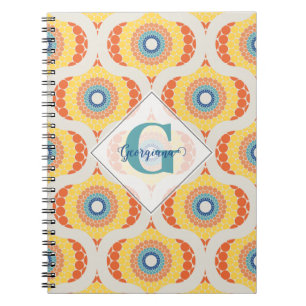 Personalized Retro Aegean Summer Radiant Mandala Notebook