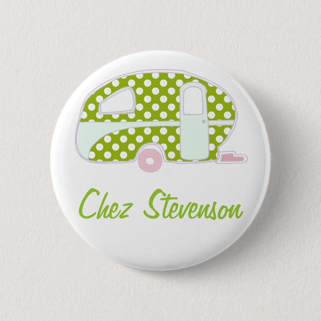 Personalized Retro Art Caravan Owner's Buttons (Front)
