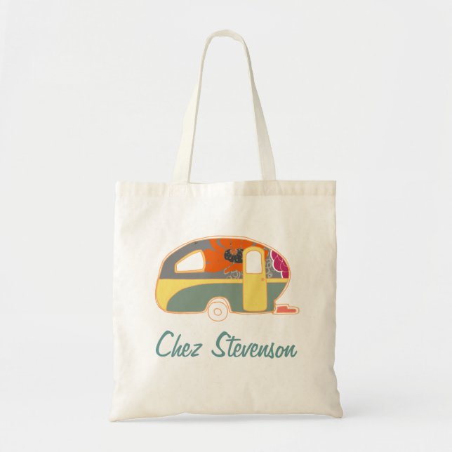 Personalized Retro Art Caravan Owners Canvas Bags (Front)
