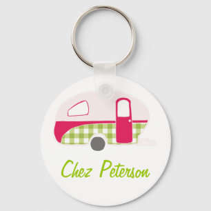 Personalized Retro Art Caravan Owner's Keychains