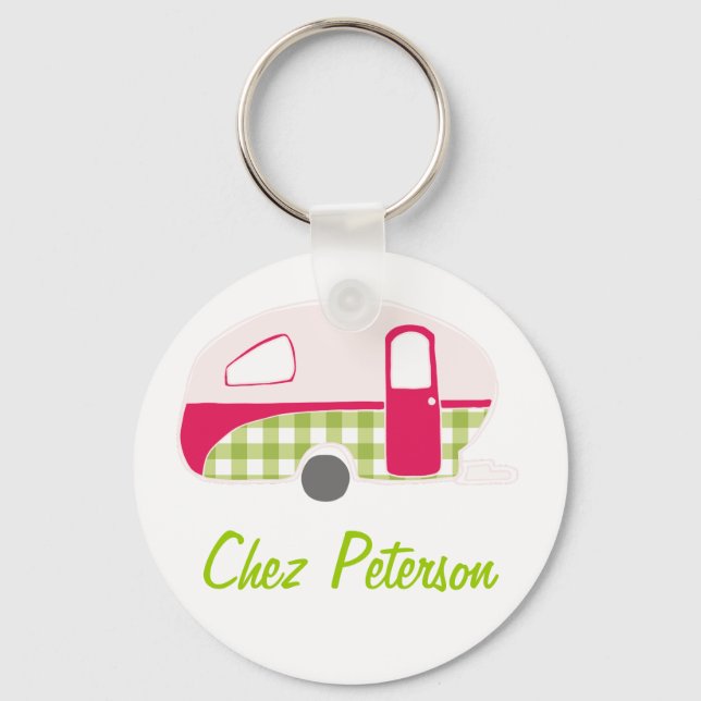 Personalized Retro Art Caravan Owner's Keychains (Front)