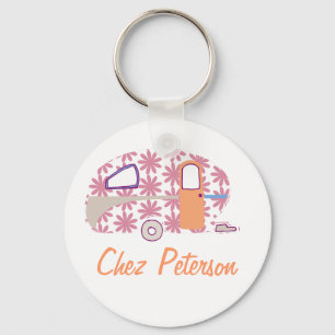 Personalized Retro Art Caravan Owner's Keychains