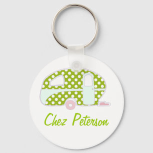 Personalized Retro Art Caravan Owner's Keychains