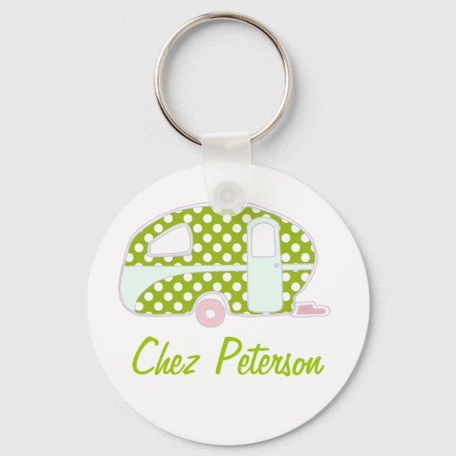 Personalized Retro Art Caravan Owner's Keychains (Front)