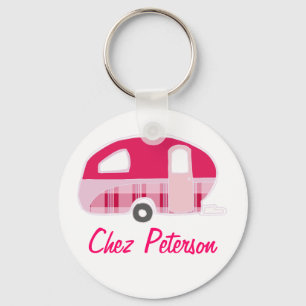 Personalized Retro Art Caravan Owner's Keychains