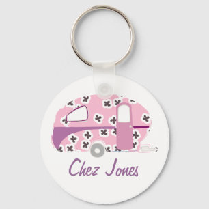 Personalized Retro Art Caravan Owner's Keychains