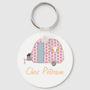 Personalized Retro Art Caravan Owner's Keychains